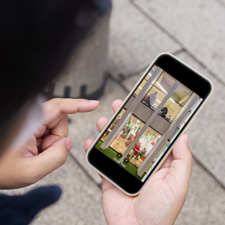 Image of a person using the virtual tour of the residential centers.